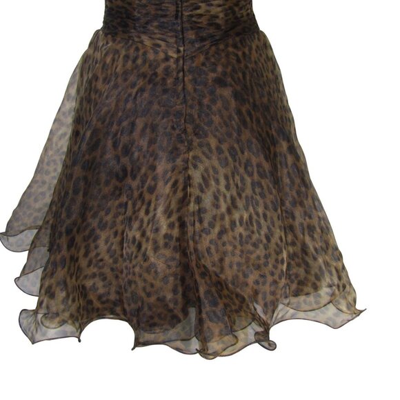 TONY BOWLS NWT 8 Leopard Halter Animal Print Jeweled Prom Fit & Flare Dress - Picture 8 of 13